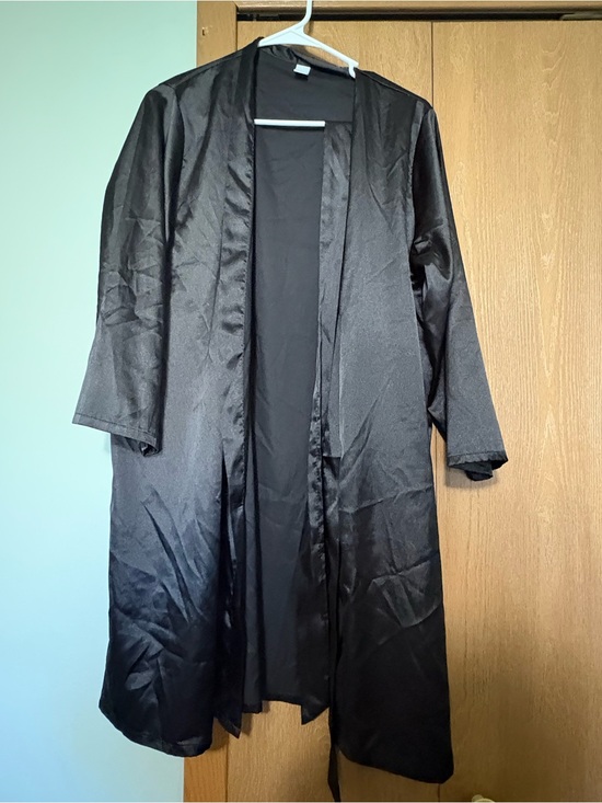 SHEIN Jackets & Blazers - Women's Black Satin Open-Front robe